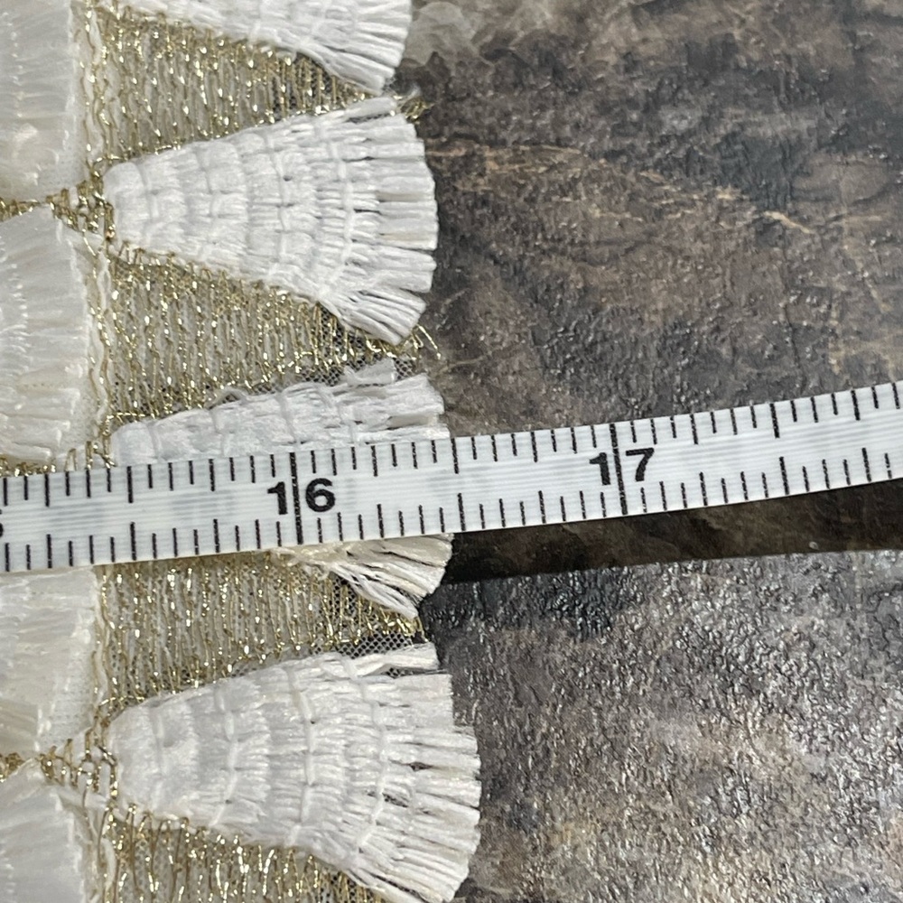 EUC Lulus mini skirt. Cream tassels,  lined, side zipper. 16.5” long. Size Small - Picture 4 of 7